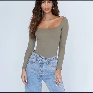 Princess Polly Charlotte Bodysuit Khaki